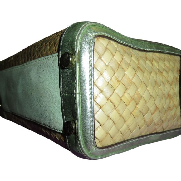 Coach 2005 Limited Edition Raffia & Green Suede Leather Top Handle Tote Satchel - Picture 11 of 16